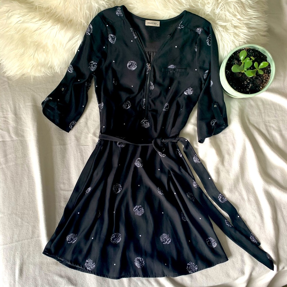 Smart Set Medallion Print 3/4 Sleeve Dress